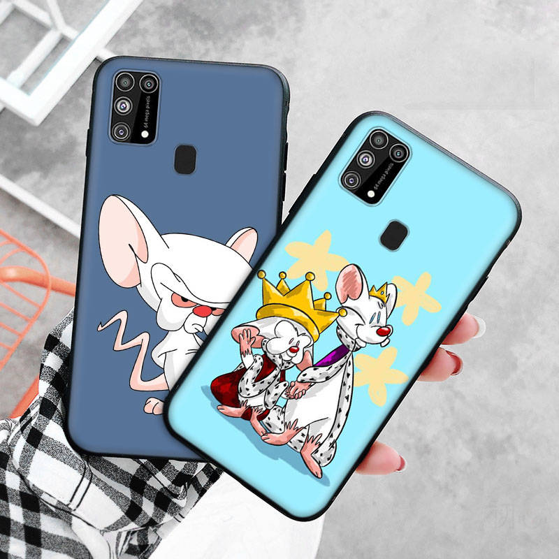 Черный чехол для Xiaomi Redmi 13C Note 9 iPhone XR 7 8 14 15 11 12 13 X XS Pro Max Samsung A25 S23 S24 FE Ultra Plus Pinky and the Brain