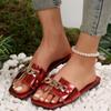 Fashion Sexy Chain Lock Solid Color Plus Size 2024 Summer New Style Roman Style Flat Outdoor Female Slippers Women Sandals