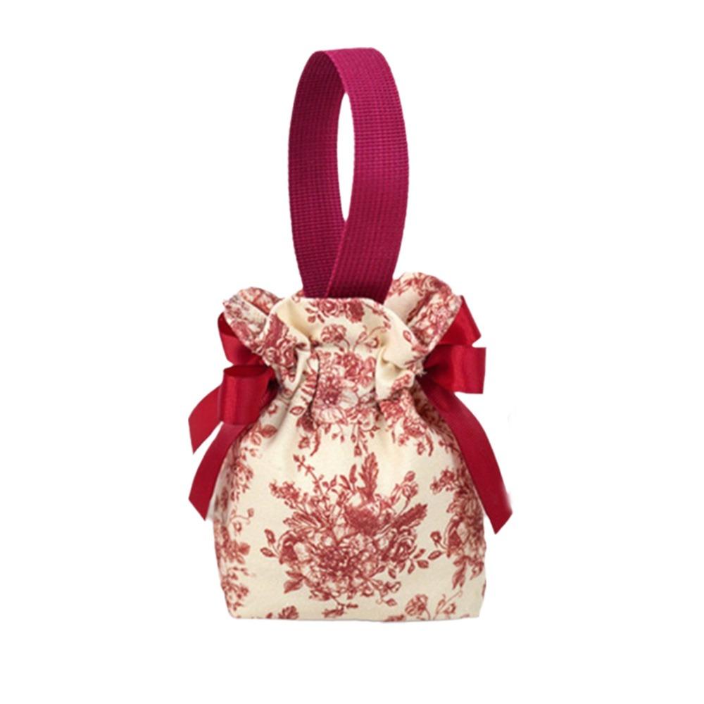 Свадебный мешочек для конфет с бантом Холщовая сумка в китайском стиле Милая маленькая сумочка на запястье Вечеринка
