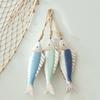 Mediterranean Vintage Wooden Fish Decoration Farmhouse Rustic Nautical Home Restaurant Wall Art Fish String Hanging Ornament Pendant