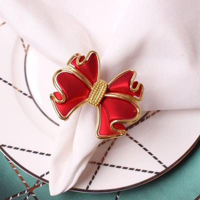 6 шт. Простые пряжки для салфеток, красные банты, кольца для салфеток, романтическое украшение свадебного стола, держатели для салфеток