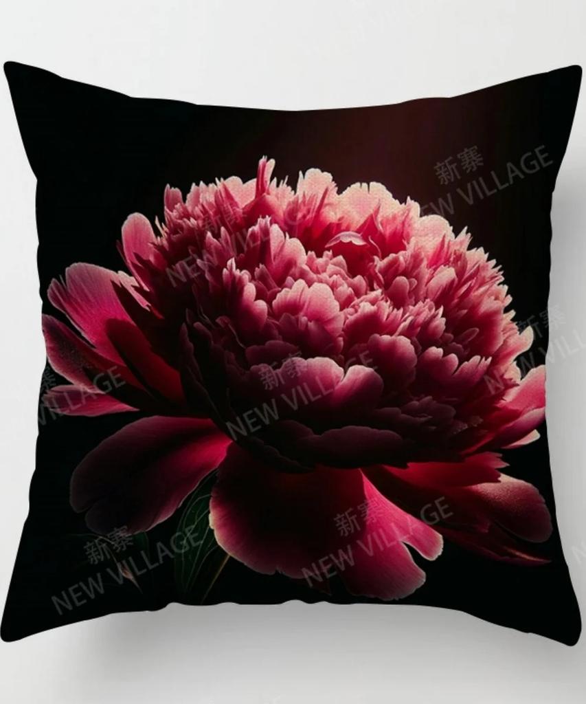 Blooming Peonies FloralPrint Pillow Covers Pattern Cushion Cover Suitable for Sofa Bedroom Car Pillow Cover
