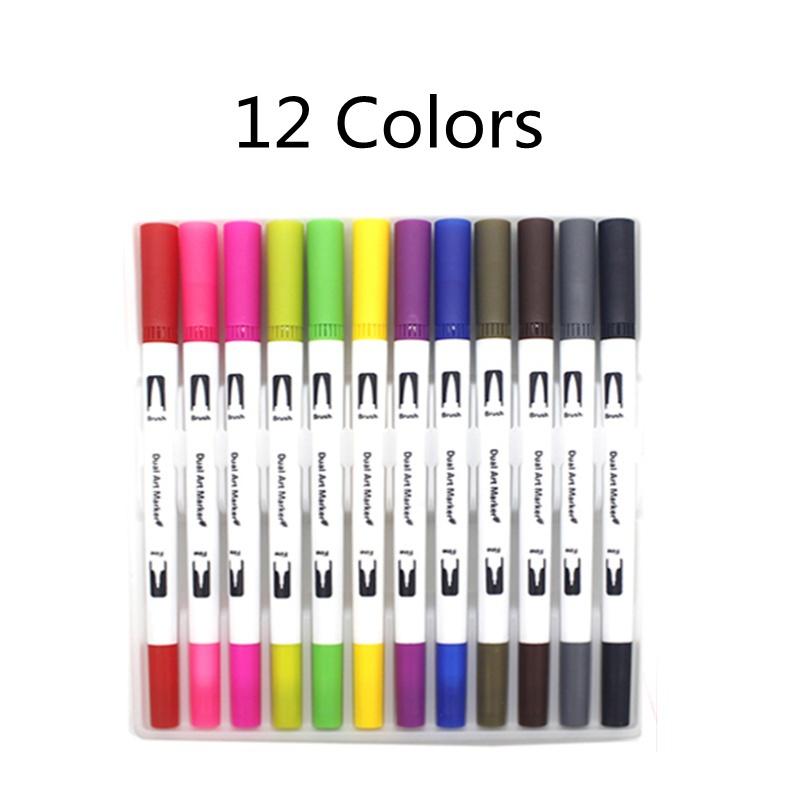 12/24/30pcs Dual Brush Art Markers, Artists Fine and Brush Tip Pen Coloring Markers for Kids Adult Coloring Art Craft Supplies Kit