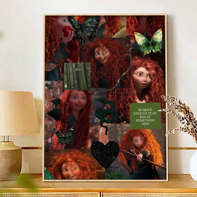 Disney Diamond Painting 5D DIY Brave Merida Diamond Painting Set Suitable for Adults/Beginners Creative Gift Home Decoration