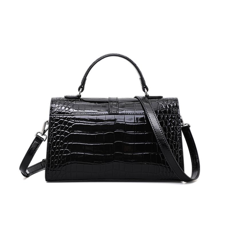Ladies' Genuine Cowhide Leather Shoulder Bag with Flip Cover - Crossbody & Shoulder Style, Crocodile Pattern Pillow Bag