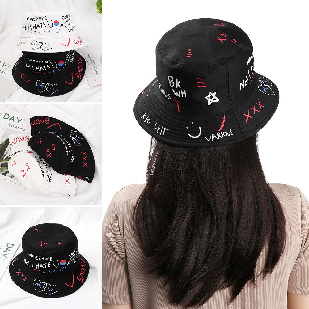 Fashion Outdoor Cotton Fisherman Hat Graffiti Hat Bucket Hat Hip Hop Cap