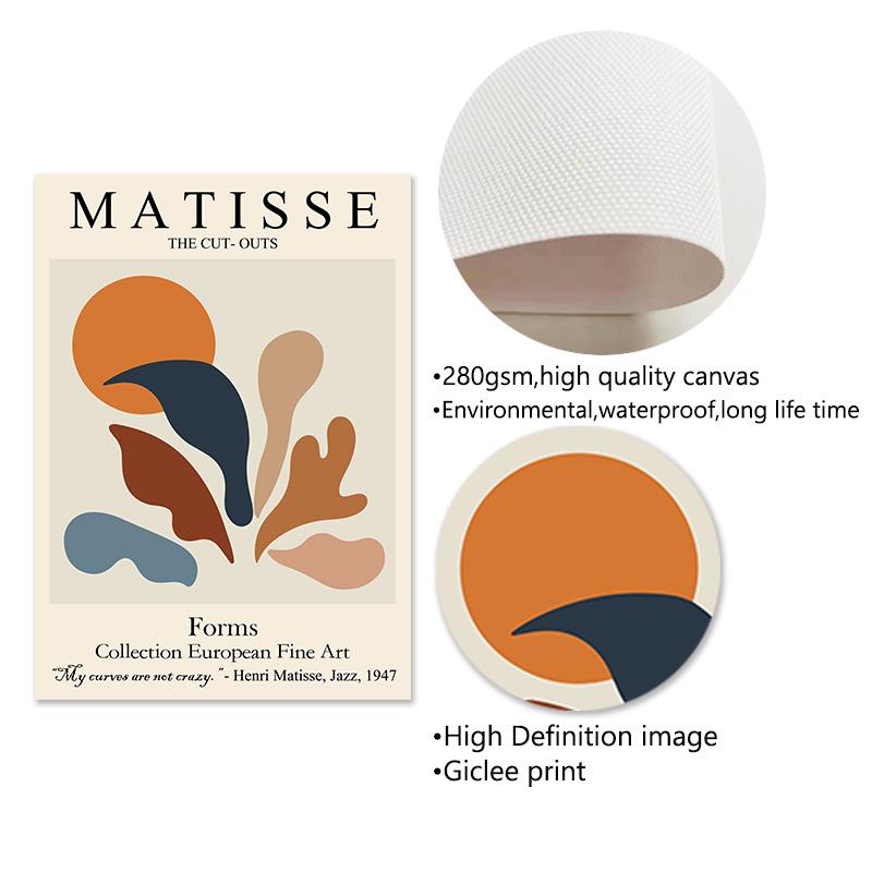 Abstract Matisse Line Face Coral Leaves Wall Art Canvas Painting Nordic Posters Prints Wall Pictures For Living Room Home Decor