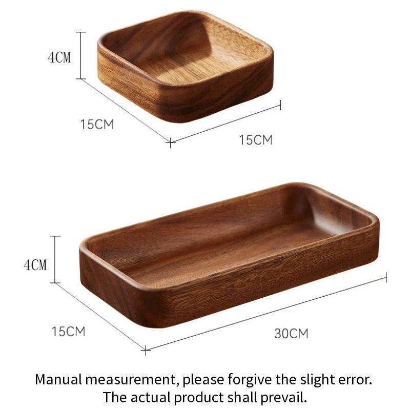 Stackable Wooden Tray Desktop Wood Storage Nut Box Creative Dessert Fruit Plate Creative Japanese Tableware Home Decoration