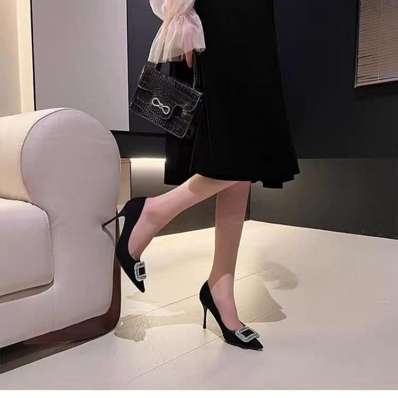 Дизайнерская осенняя металлическая декорация, хрустальный острый носок, туфли стриптизерши на высоком каблуке 6/8 см, обувь для вечеринки и выпускного вечера, каблуки, женская обувь