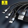 Baseus 3-в-1 USB-кабель Micro USB Type-C Быстрая зарядка Micro USB Type-C Кабель для передачи данных Для IP 14 13 Samsung Huawei