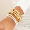 Retro Faux Pearl Metallic Bracelet Set: European & American Style, Simple Multi-Piece Beaded Designs