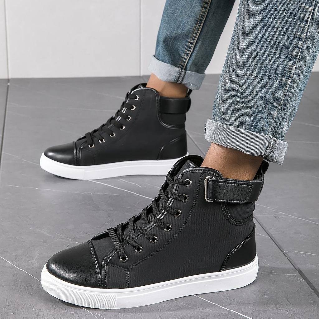 Men Sneakers Men Leather Skateboarding Shoes Male Thick Bottom Non-Slip Student High-Top Sport Shoes Hombre Mens Footwear