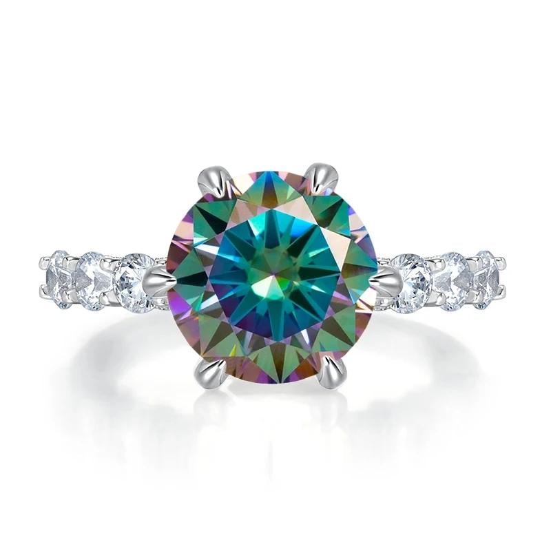 Bague Ringen 2026 Новый 925 Серебро 5 Карат Огненный Разрез Аврора Шесть Лапок Кольцо Женское Богатая Женщина Старшее Кольцо