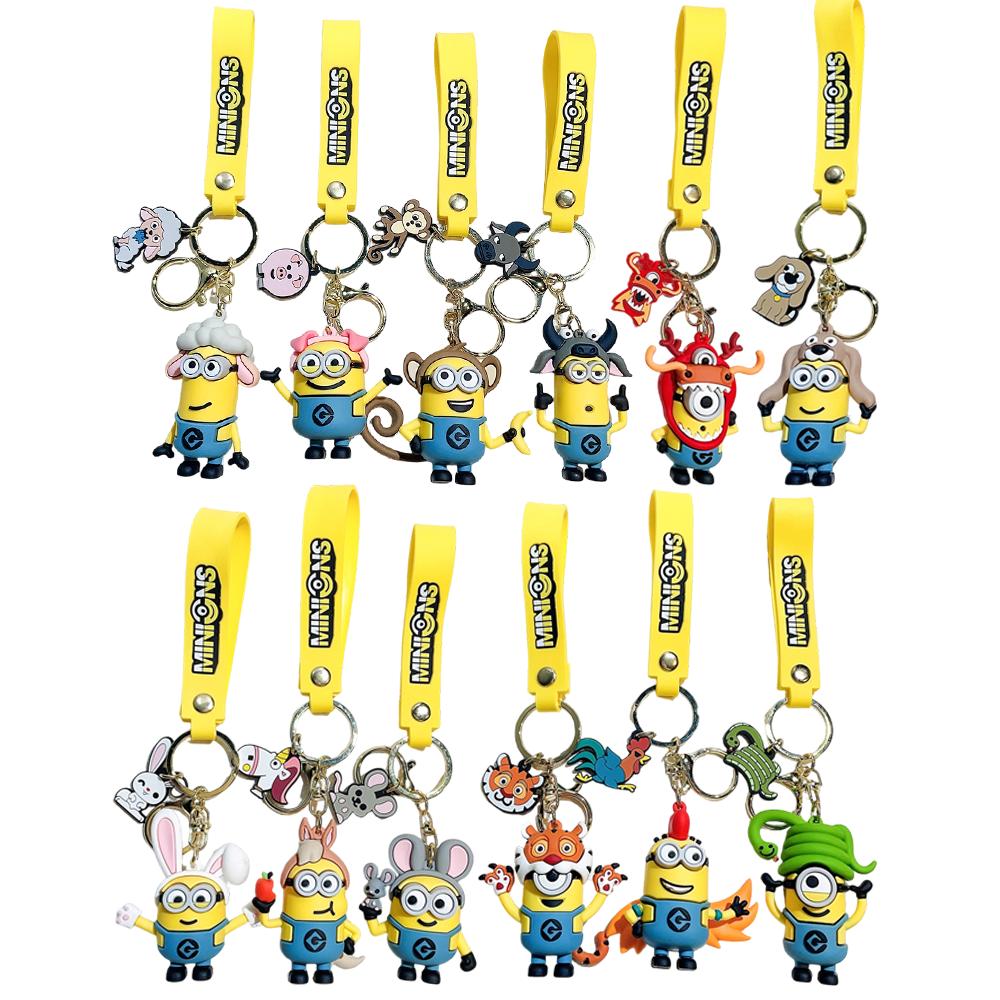 Kawai Zodiac Series Minions Figurines Toys Keychain 3D Despicable Minions Action Figures Classic Toys Xmas Gifts for Children