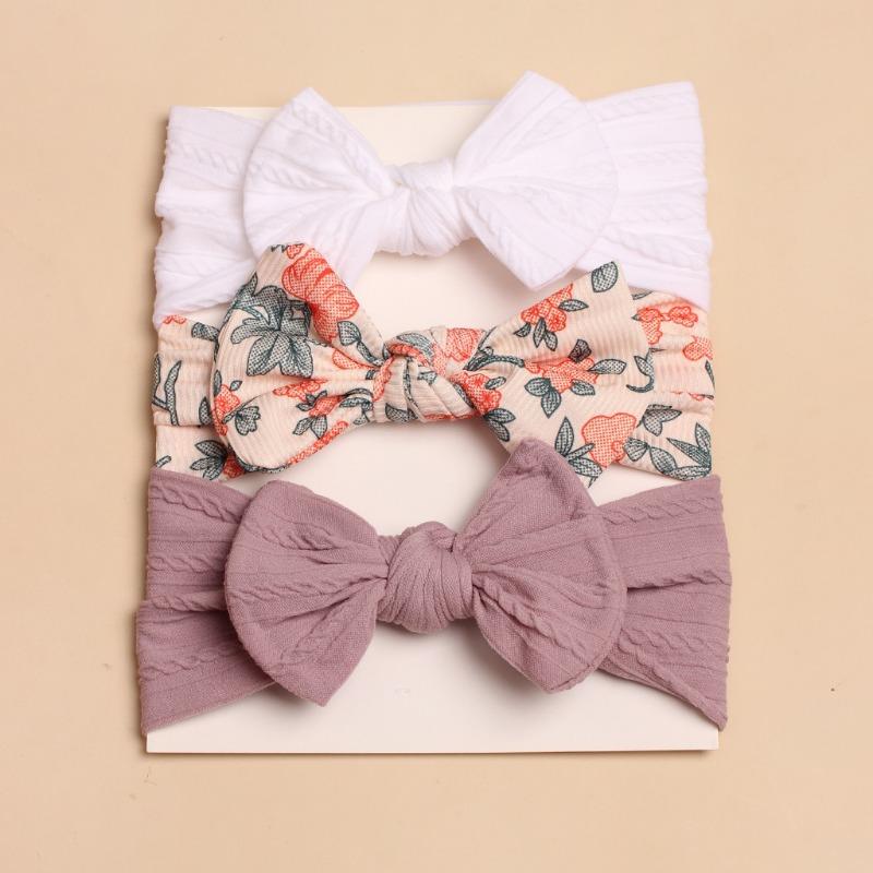 3Pcs new children's headscarf, baby cute bow headband combination, comfortable baby headband.