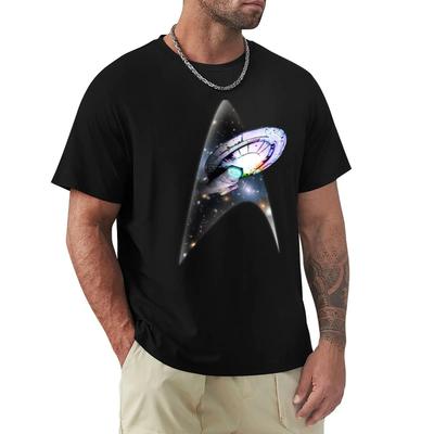 Звездный путь: Футболка Voyager Rainbow Watercolor Galactic Starship Insignia Мужская футболка Топы Смешные подарки Футболка Мужская