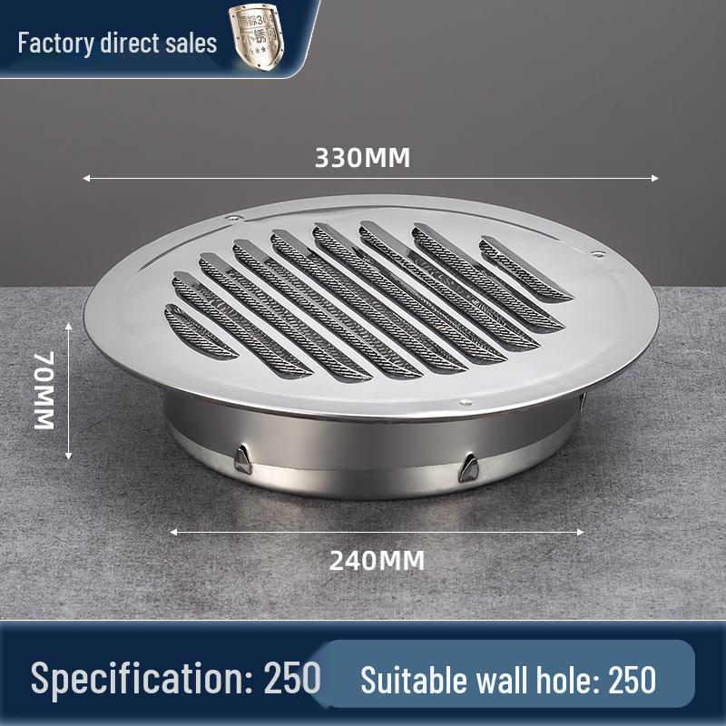 304 Stainless Steel Flat Head Exterior Windproof Vent Cap for Fresh Air Inlet