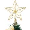 Christmas Tree Topper Star with LED String Light Glitter Christmas Tree Top Star Lamp for Christmas