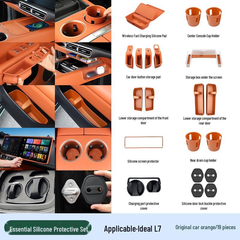 Силиконовый комплект для Li Auto L6-L9: Модификация интерьера: Подстаканник на консоли и беспроводная зарядная площадка