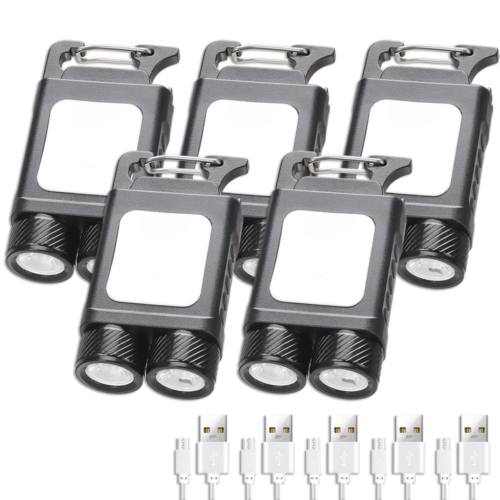Mini Keychain Light COB Lantern Mutifuction Portable LED Flashlight USB Rechargeable Work Light Outdoor Camping Emergency Torch