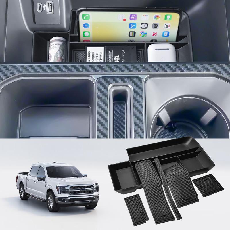 Middle Center Console Organizer Tray for Ford F150    2024 2025 & Lightning XLT -2025  Secret Pocket Lid Car Box