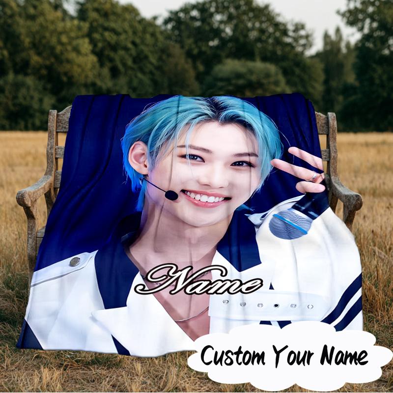 Custom Name K-pop Stars Unite Blanket Ideal Bedding Blanket Perfect for Travel, Camping, Living Rooms, Offices, Sofas, Fan Christmas gift
