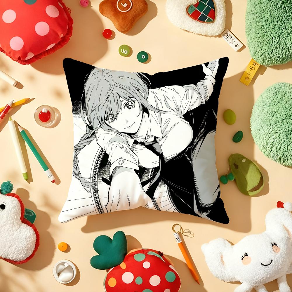 Anime CChainsaw MMan Cushion Cover Plush Fabric Soft DoubleSided Printed Sofa Warm Winter Home Gift Pillow Cover