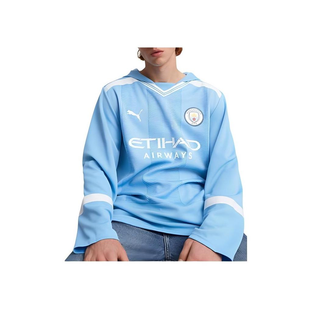 Puma Футболка Manchester City Winter Football Jersey Oversized, мужская, с длинным рукавом, в стиле ретро, светло-голубая 774346-01