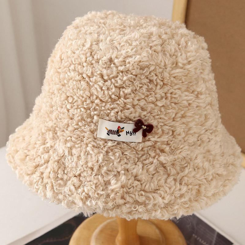 New high-quality plush lamb wool fisherman's hat children's autumn and winter fleece thickened ear protectors show face small bucket hat