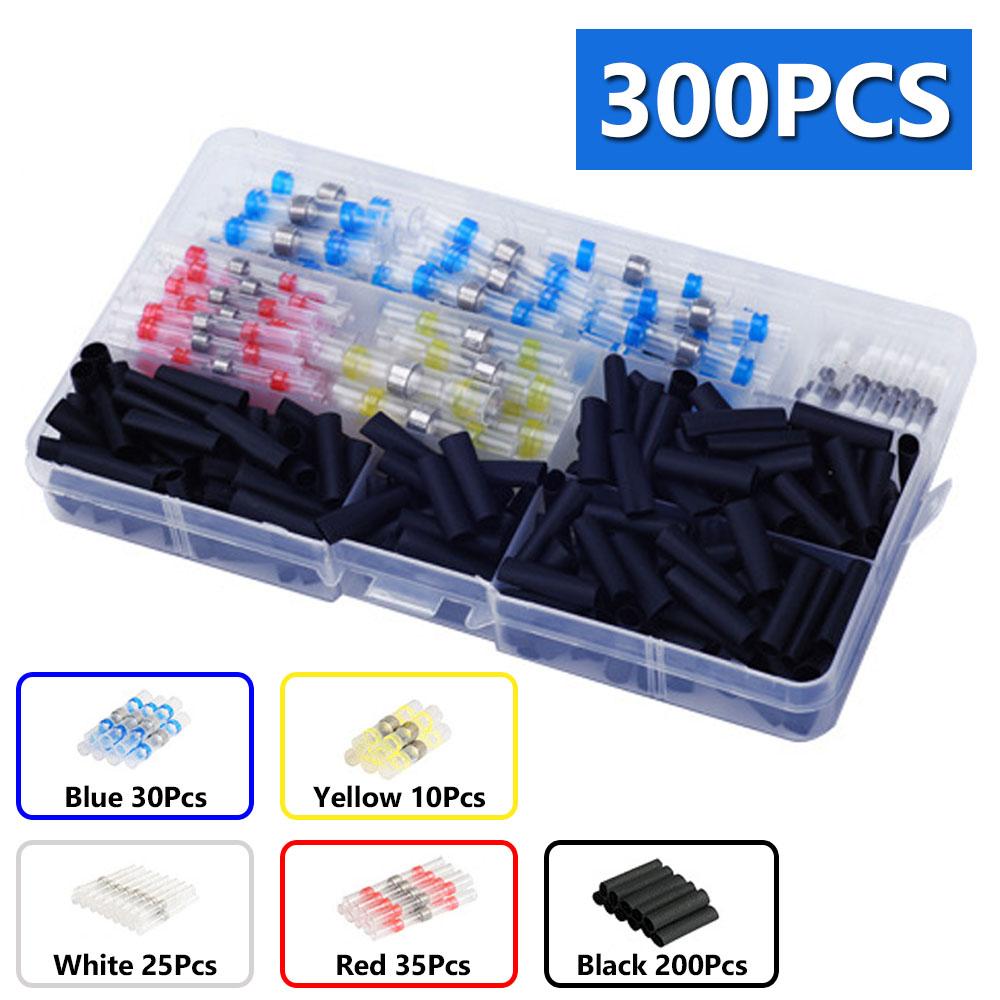 50-1200PCS Waterproof Solder Seal Wire Connectors Heat Shrink Butt Crimp Terminals Electrical Cable Splice for Automotive Marine