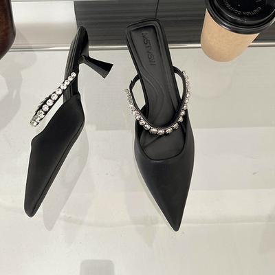 Босоножки на шпильках Весна Новые остроносые неглубокие горлышки Crystal Word с противоскользящим покрытием Износостойкие тапочки на высоком каблуке