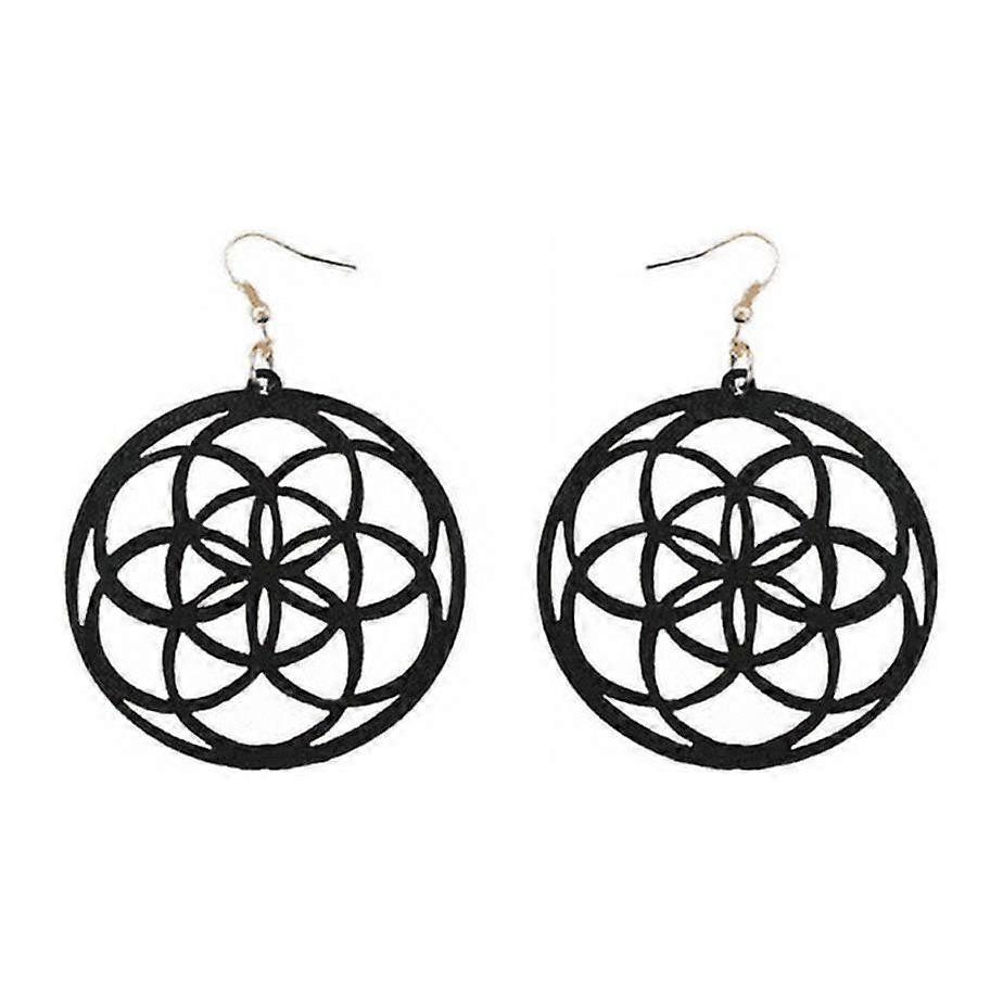 Lucky Halo Wooden Pendant Earrings (Green)