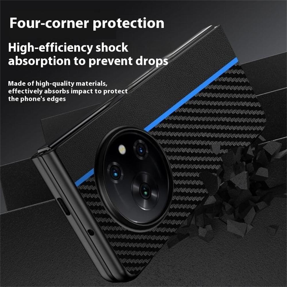 For TECNO Phantom V Fold Case Carbon Fiber Texture Leather + PC Anti-Drop Folding Phone Cover