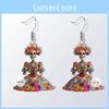 Halloween Flower And Skull Pattern Women Earrings For Party And Holiday Wear
