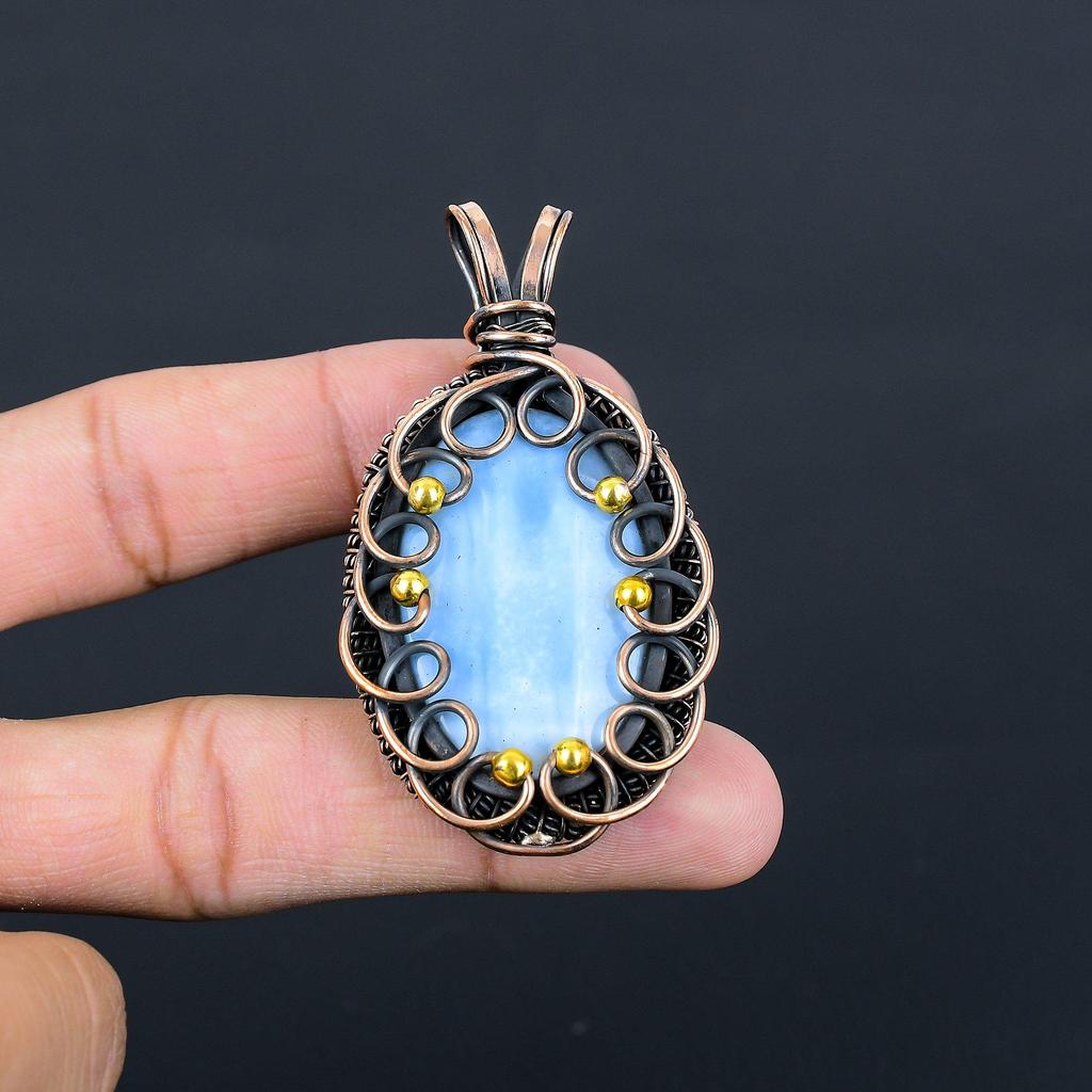 Удивительный опаловый драгоценный камень Owyhee из чистой медной проволоки, обернутый ювелирной подвеской ручной работы