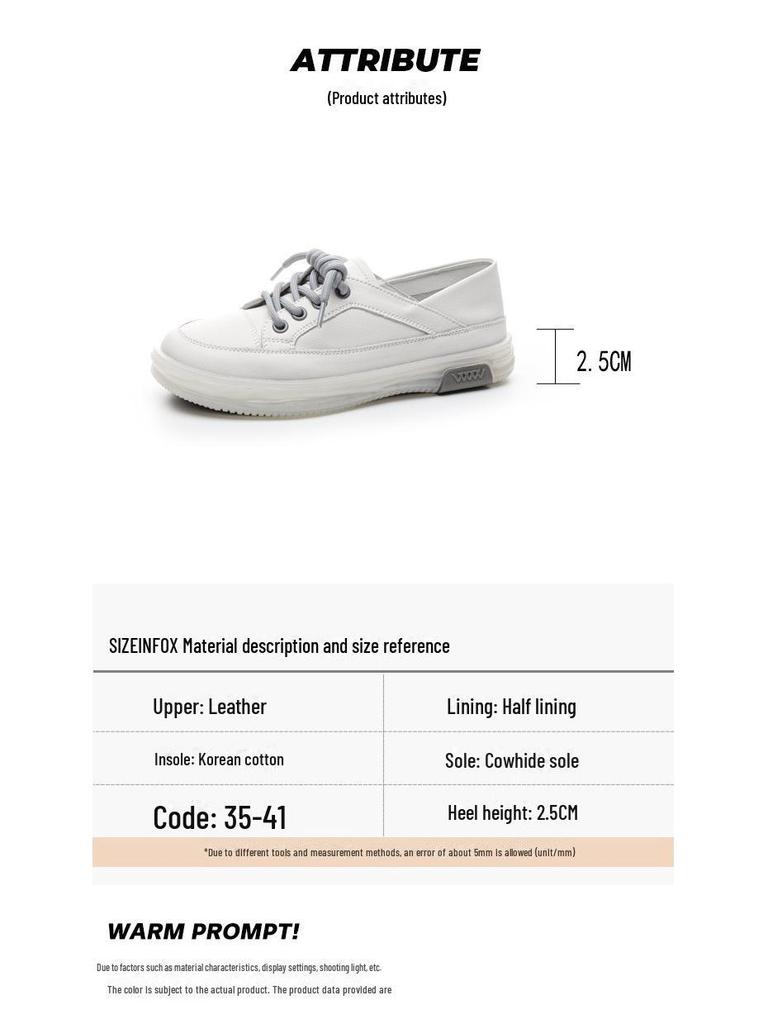 2025 Women's Genuine Leather White Sneakers: Breathable, Soft Cowhide Sole, Versatile Two-Wear Design for Spring & Summer.