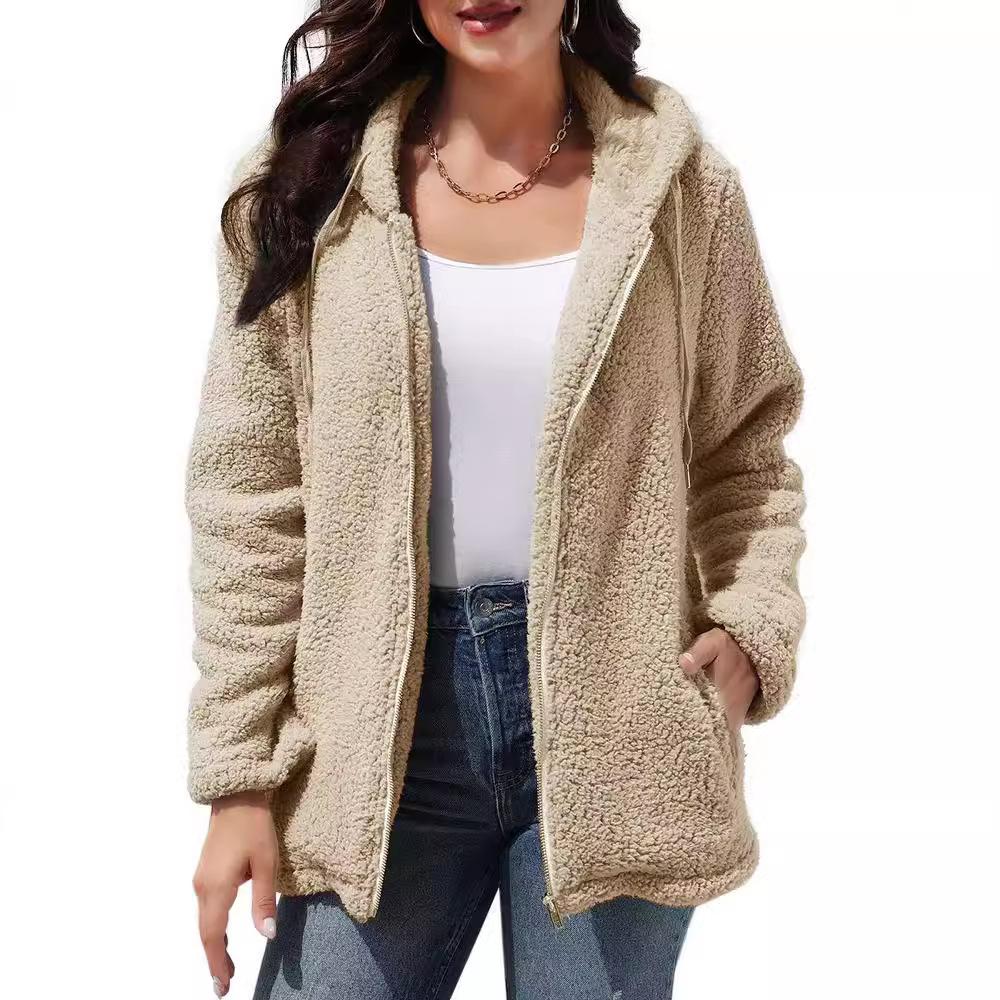 Autumn and Winter Women's Plus Size Fur Coat Loose Casual Double-sided Velvet Hooded Short Jacket
