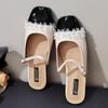 Fashion Elegant Lace Pearl Flat Sandals Women Square Toe Buckle patchwork Mary Jane Shoes Fashion Comfort Luxury Designer Brand Sandals