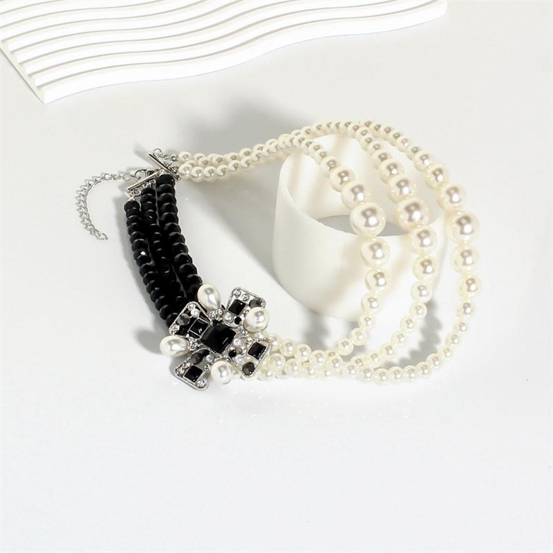 Винтажное геометрическое квадратное искусственное жемчужное многослойное ожерелье для женщин, модные ожерелья