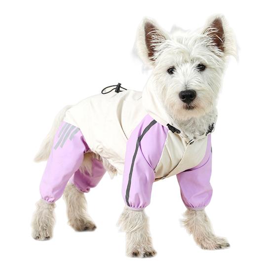 Дождевик для собак, водонепроницаемый дождевик с капюшоном, пончо с полным покрытием, светоотражающими полосками и отверстием для поводка для маленьких и средних собак