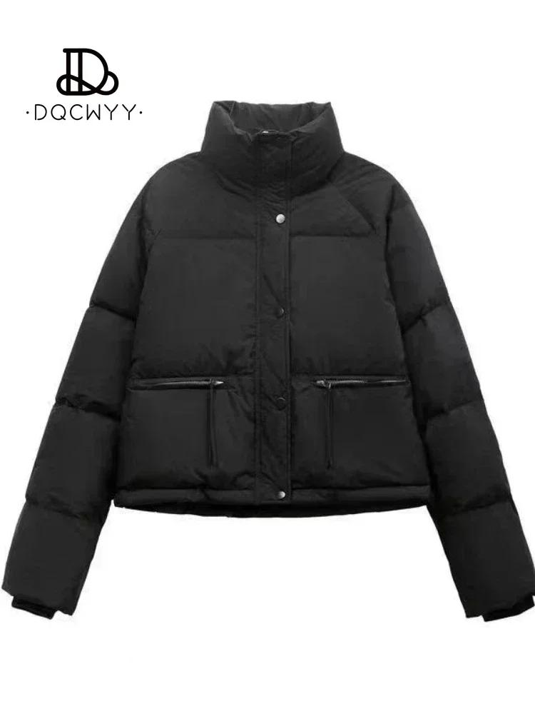 Женская куртка 2024 года, новинка из хлопчатобумажной одежды, короткая корейская мода, воротник-стойка, утолщенная куртка из хлопка, женские пальто, топы, зима