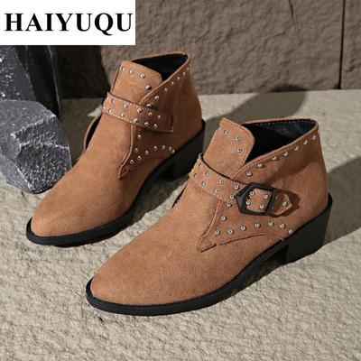 Дизайнерские ботильоны Зимние женские замшевые туфли на среднем каблуке Новые трендовые массивные ботинки челси Готические модные туфли-лодочки Зимние ботинки женские