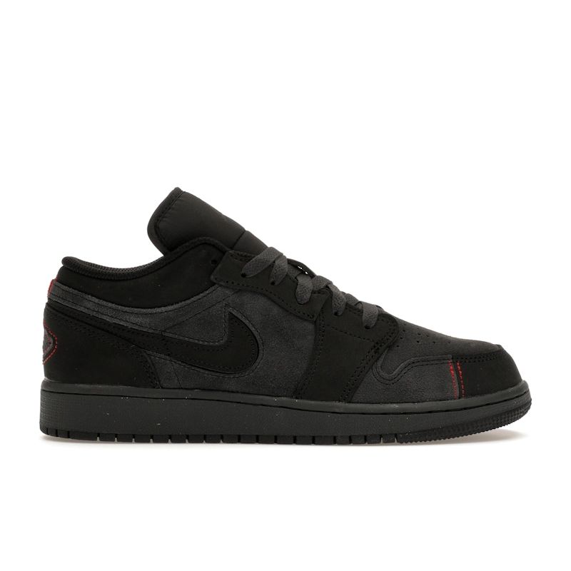 Air Jordan 1 Low SE Craft GS Темно-серый Дымчатый Красный Varsity Черный FQ7757-001