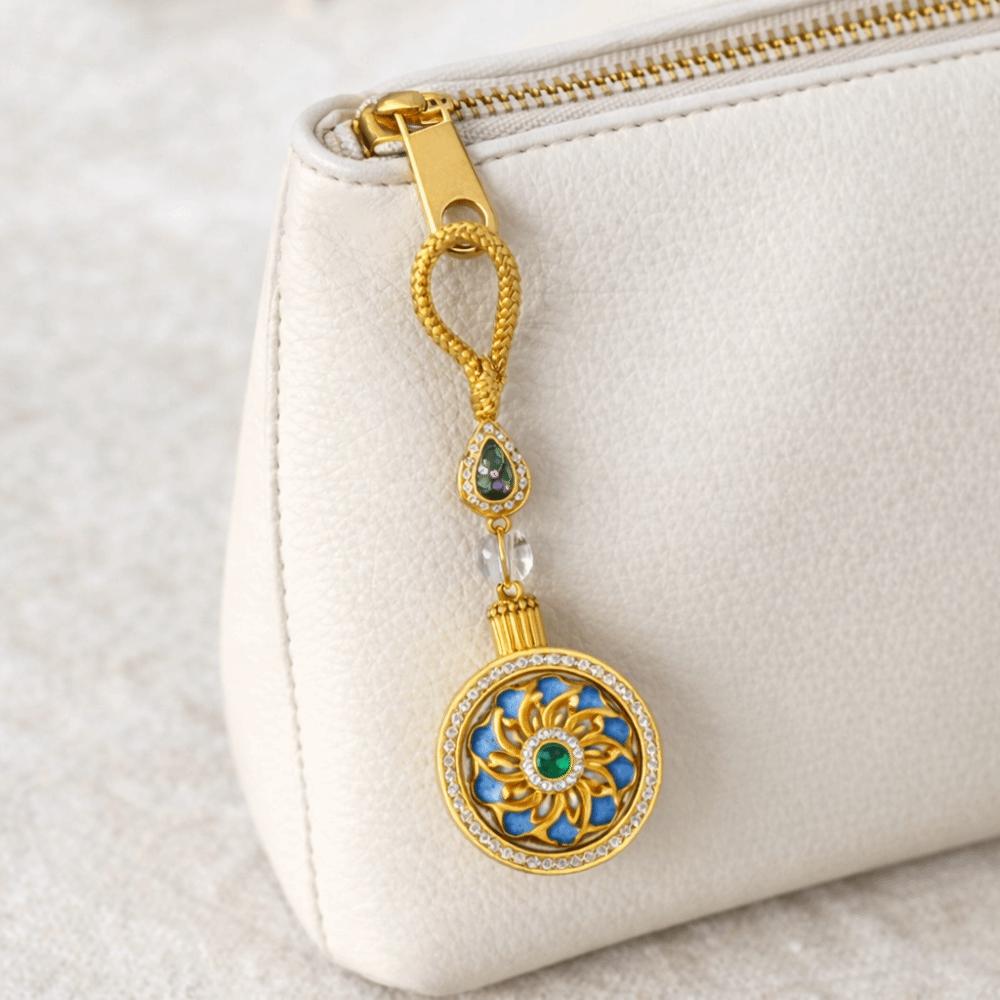 Metal Sunflower Keychain Rotatable Zodiac Key Ring Backpack Pendant New Year Pendant  Car Keychain