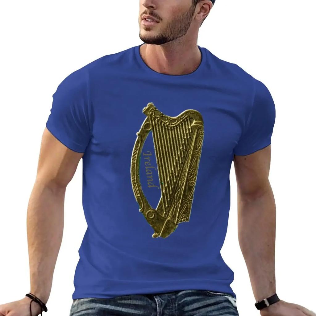 The Golden Irish Celtic Harp T-Shirt anime boys animal print plus size tops plain t shirts