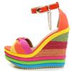 Woman Fashion Summer Wedges Elegant Rainbow Woman Sandals Party Platform Extreme High Heels Shoes
