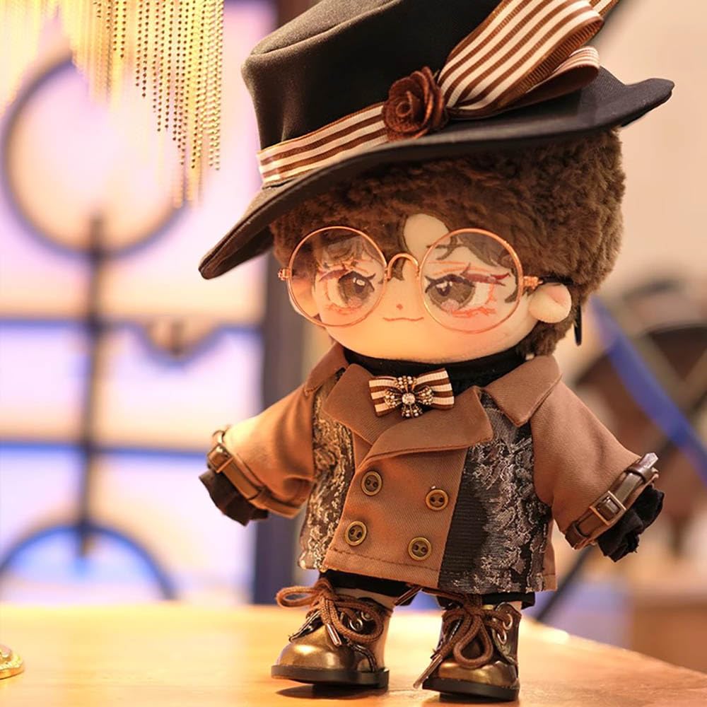 Niannyyhouse 20см Плюшевая одежда Винтажная шляпа Пальто Рубашка Брюки Жилет Кожаная обувь Хлопковая кукла Аксессуары для куклы Наряжаться