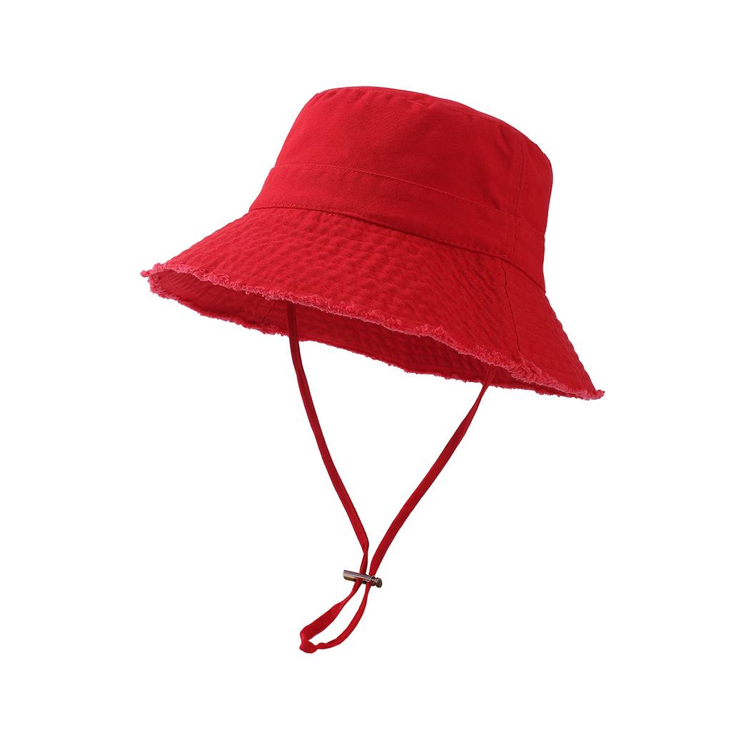 Custom Printed Logo Cotton Outdoor Sunscreen Fisherman Hat Men'S And Women'S Fashion All Matching Solid Color Raw Edge Visor