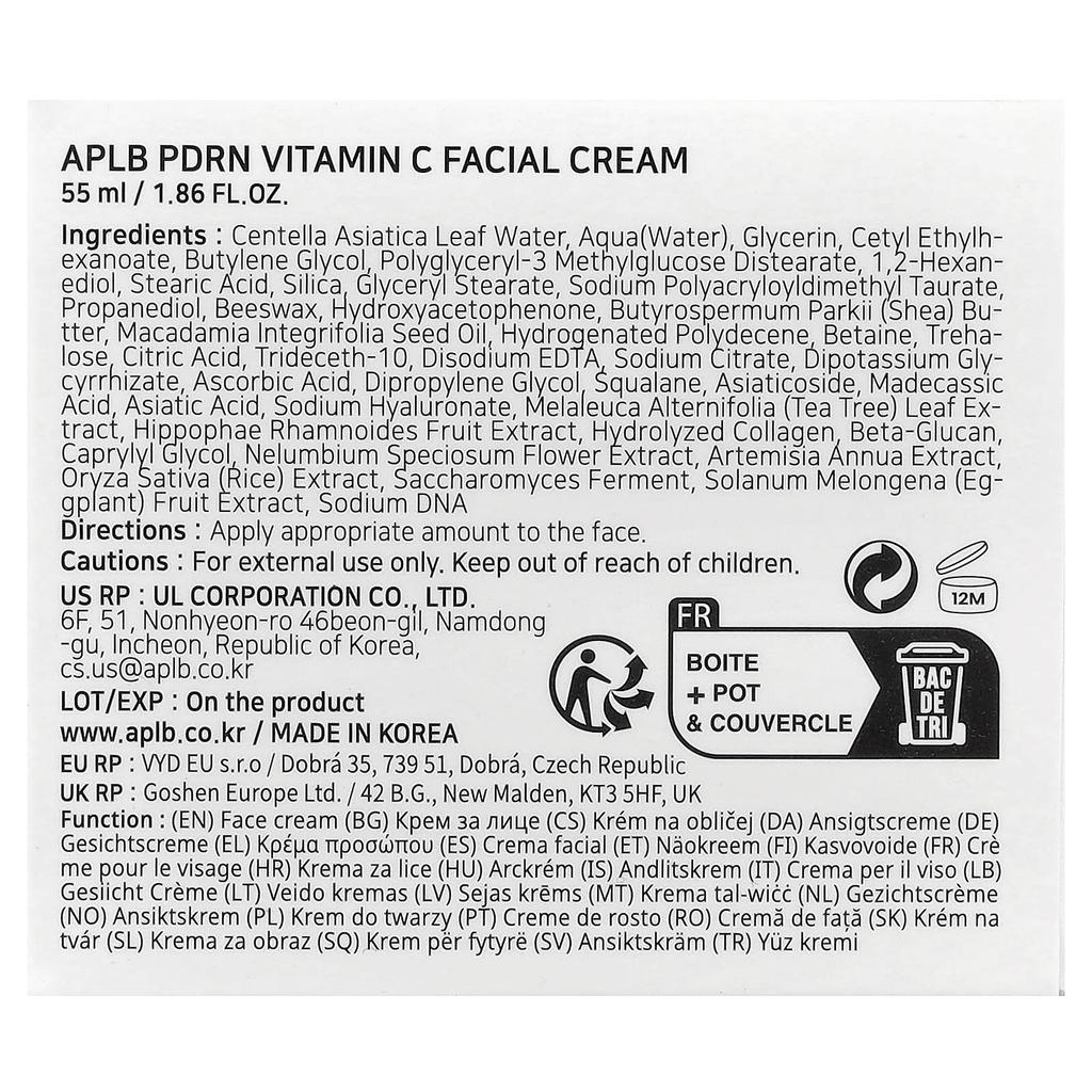 APLB PDRN Vitamin C Facial Cream, 55ml (1.86 Fl Oz)
