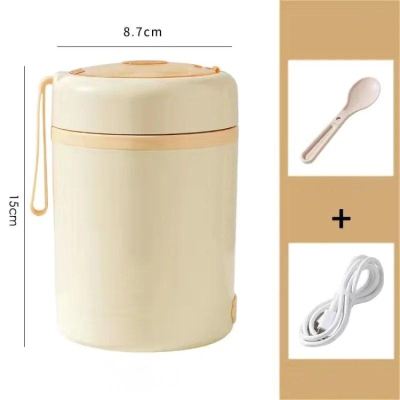 Чашка для завтрака из нержавеющей стали, подключаемая через USB, изолированная чашка для супа, чашка для каши, уличная портативная чашка для воды, изолированная коробка для обеда с подогревом